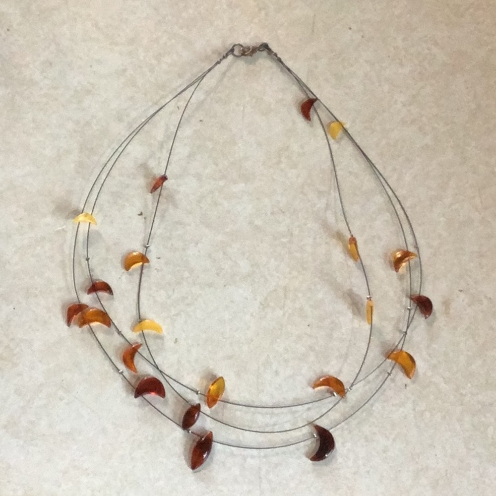Elegant Multi-Strand Necklace with Amber Accents